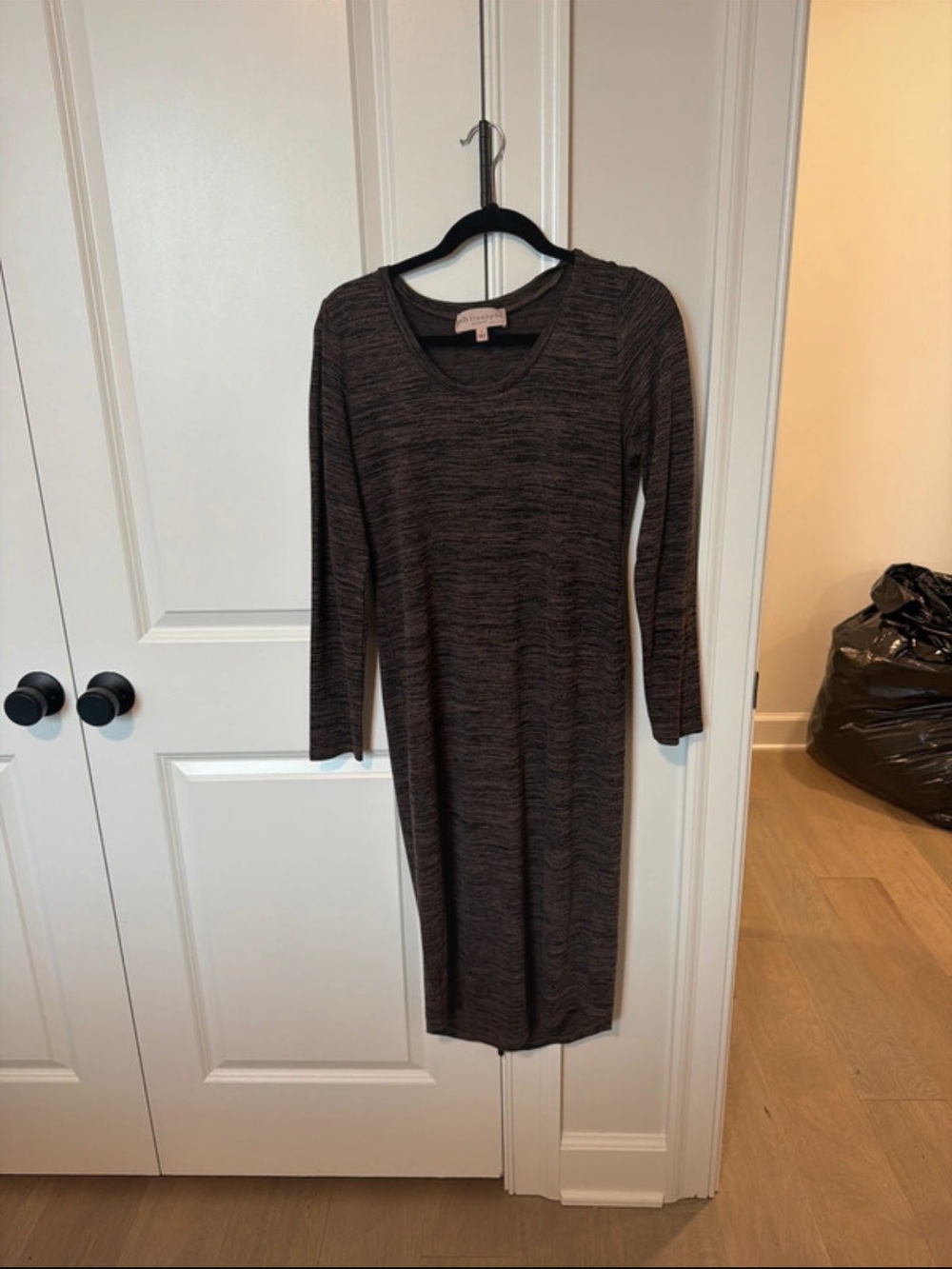 Philosophy Brown Heathered Long-Sleeve Midi Dress